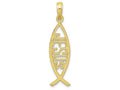 FJC Finejewelers 10k Yellow Gold Ichthus Fish with Jesus Charm
