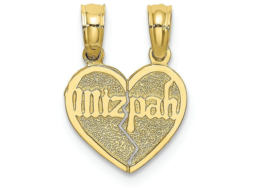 FJC Finejewelers 10k Yellow Gold Reversible Break Apart Mizpah Heart Charm