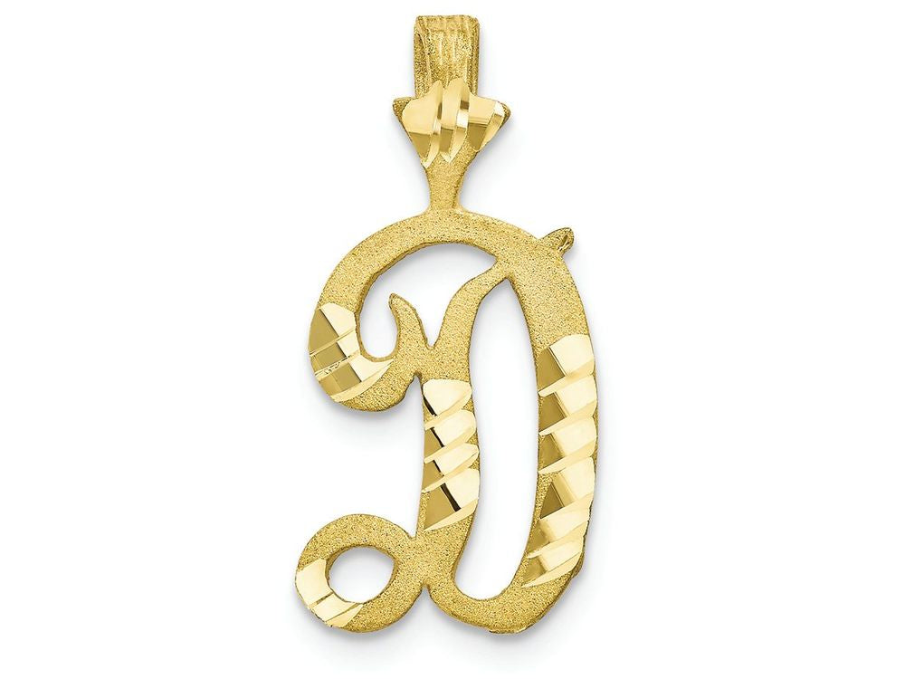 FJC Finejewelers 10k Bright-cut Grooved Initial D Charm