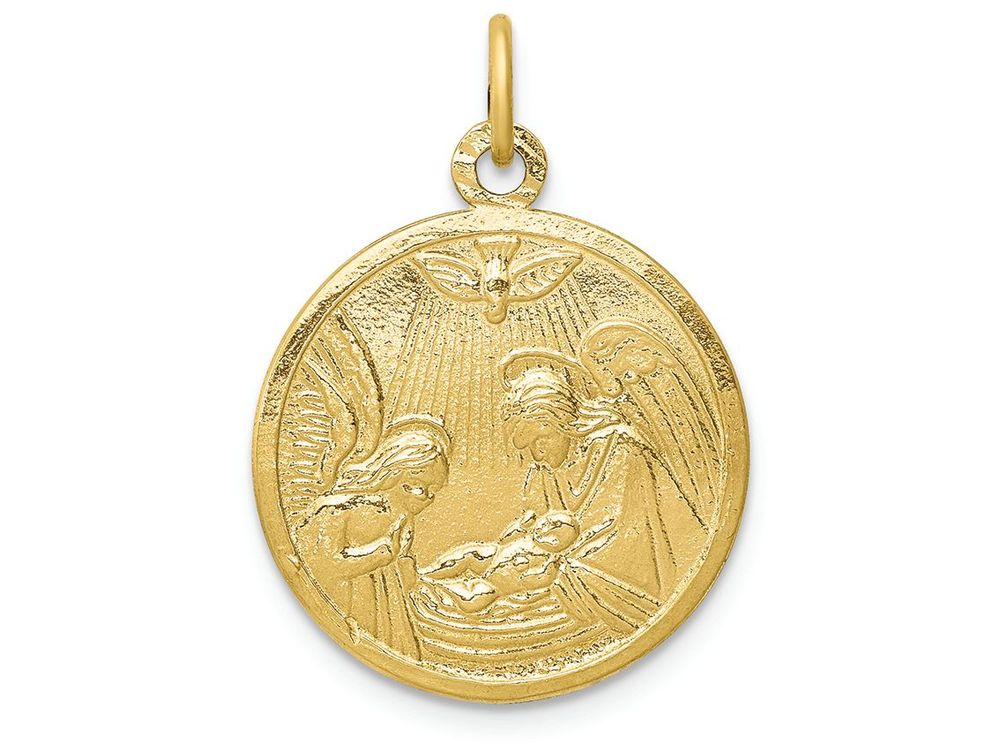 FJC Finejewelers 10k Yellow Gold Solid Satin Polished Baptism Disc Charm