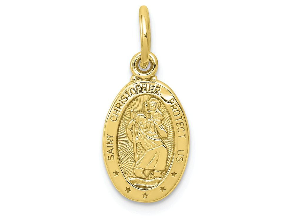 FJC Finejewelers 10k Yellow Gold Solid Satin Polished Saint Christopher Charm