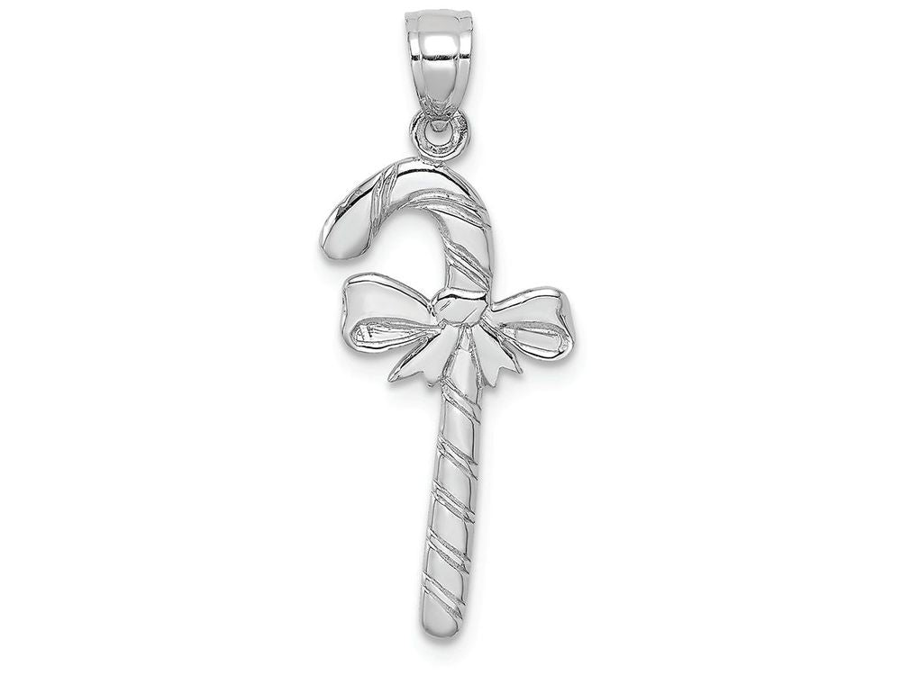 FJC Finejewelers 10k White Gold Solid Polished Candy Cane Charm