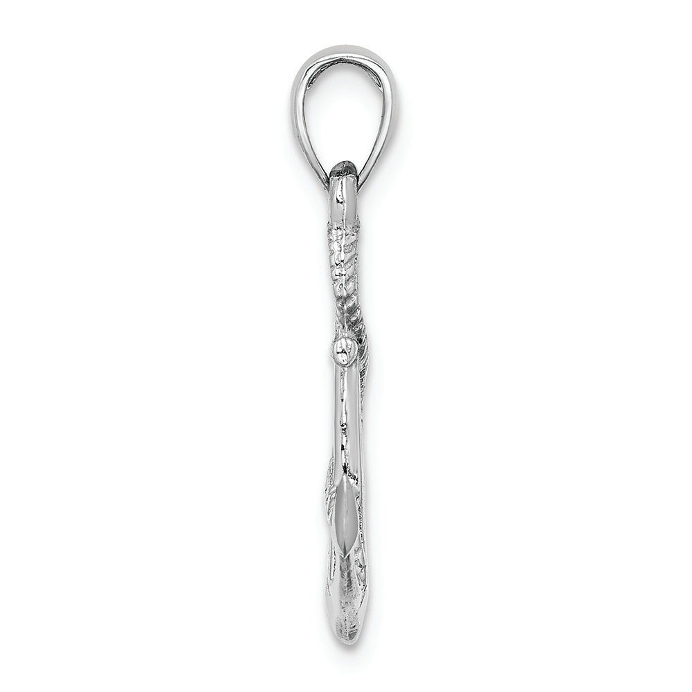 FJC Finejewelers 10k White Gold 3d Anchor with Rope Polish Charm
