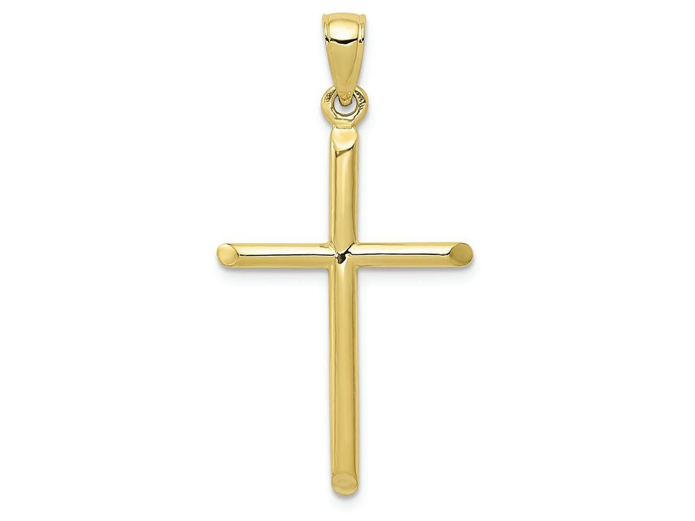FJC Finejewelers 10k Yellow Gold Cylinder Cross Polish Angled Tips Charm