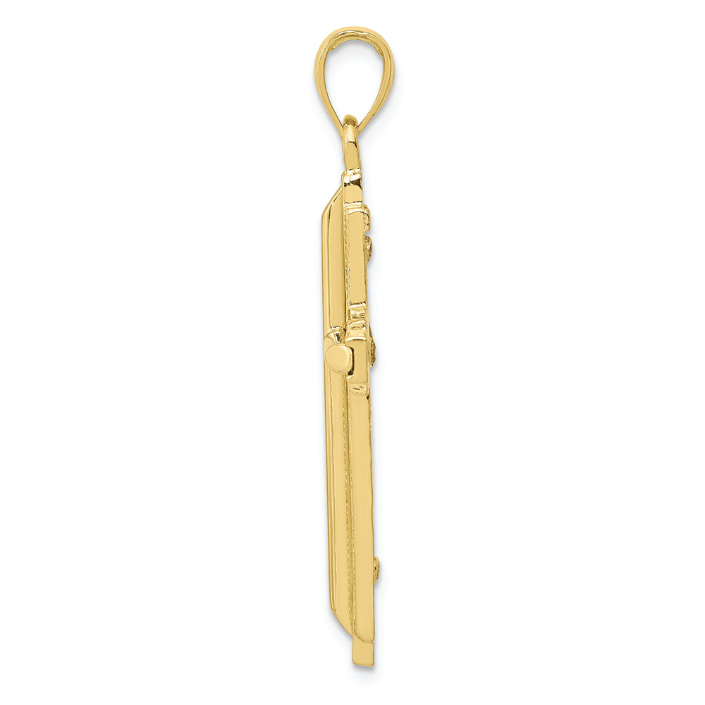 FJC Finejewelers 10k Yellow Gold Cylinder Cross On Beaded Trim Frame Charm