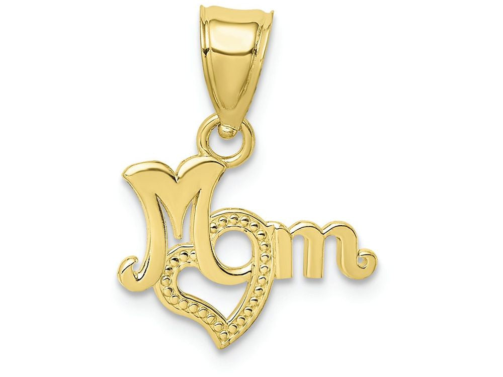 FJC Finejewelers 10k Yellow Gold Mom with Heart Charm