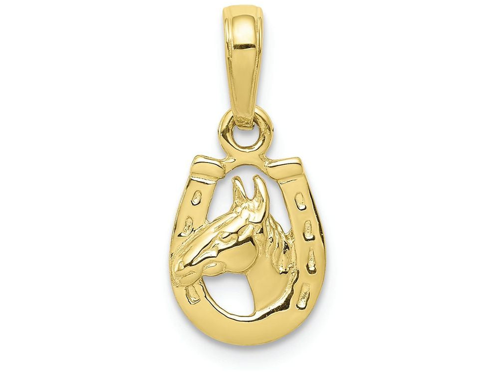 FJC Finejewelers 10k Yellow Gold Mini Horse Head Inside Horseshoe Charm