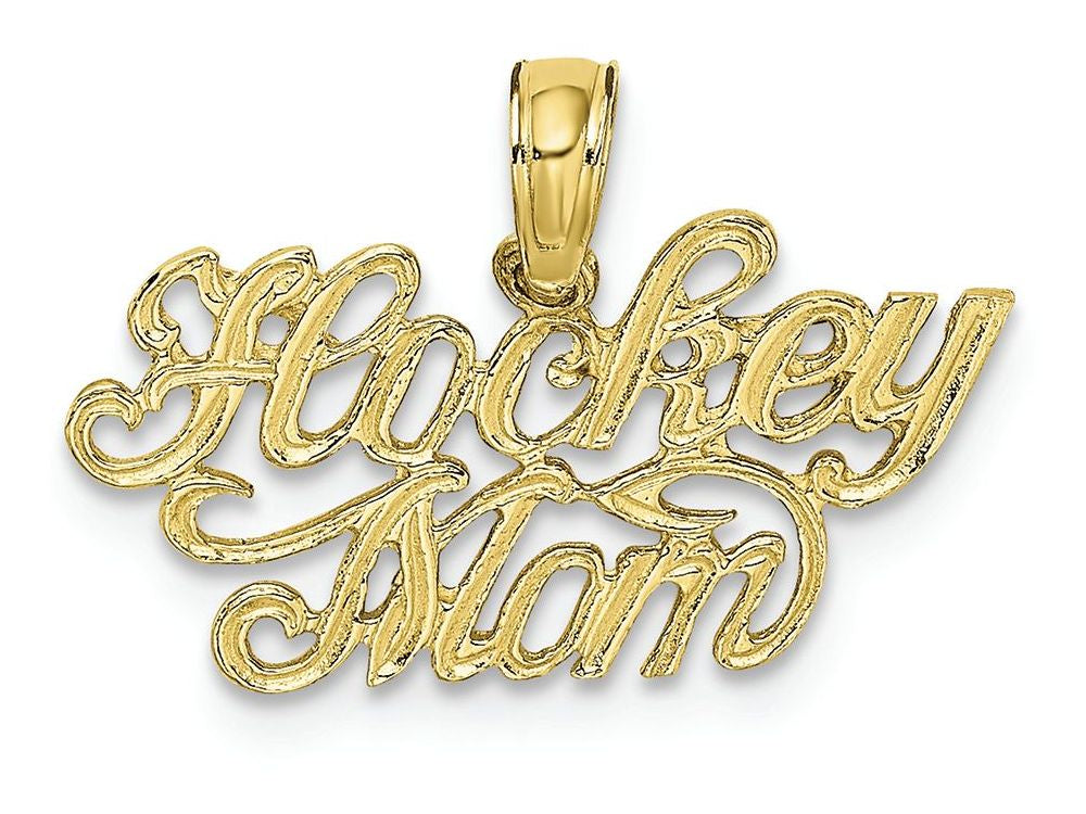 FJC Finejewelers 10k Yellow Gold Hockey Momscript Engraved Charm