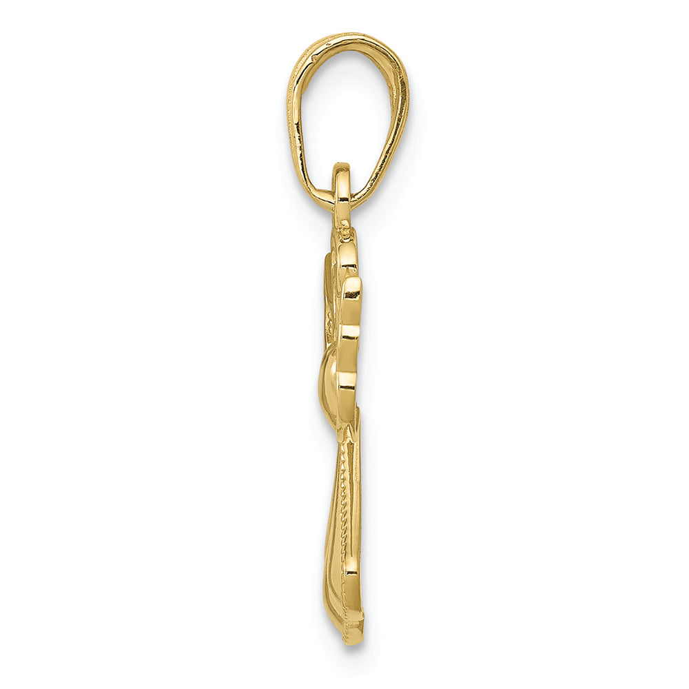 FJC Finejewelers 10k Yellow Gold Angel with Filigree Wings Holding A Heart Charm