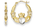 FJC Finejewelers 10k and Rhodium Claddagh Hollow Hoop Earrings