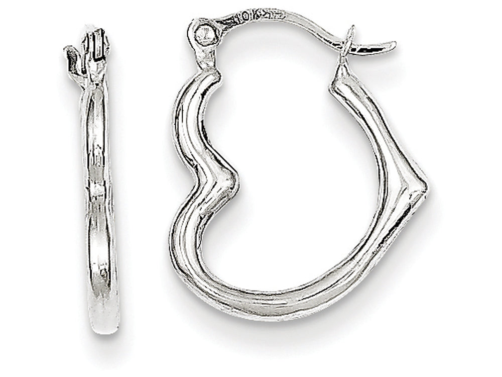 FJC Finejewelers 10k White Gold Hollow Heart Shaped Hoop Earrings