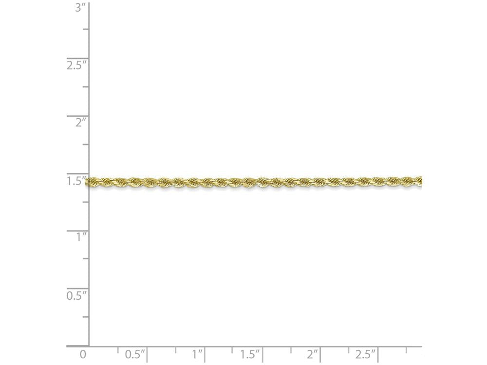 FJC Finejewelers 9 Inch 10k 2.25mm Handmade bright-cut Rope Chain Ankle Bracelet (Smaller Ankles)