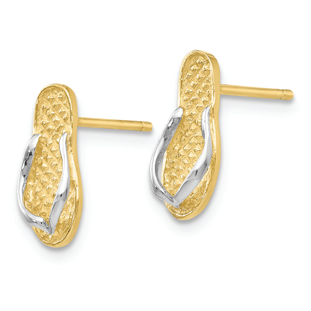 FJC Finejewelers 10k Yellow Gold with with Rhodium Flip Flop Earrings
