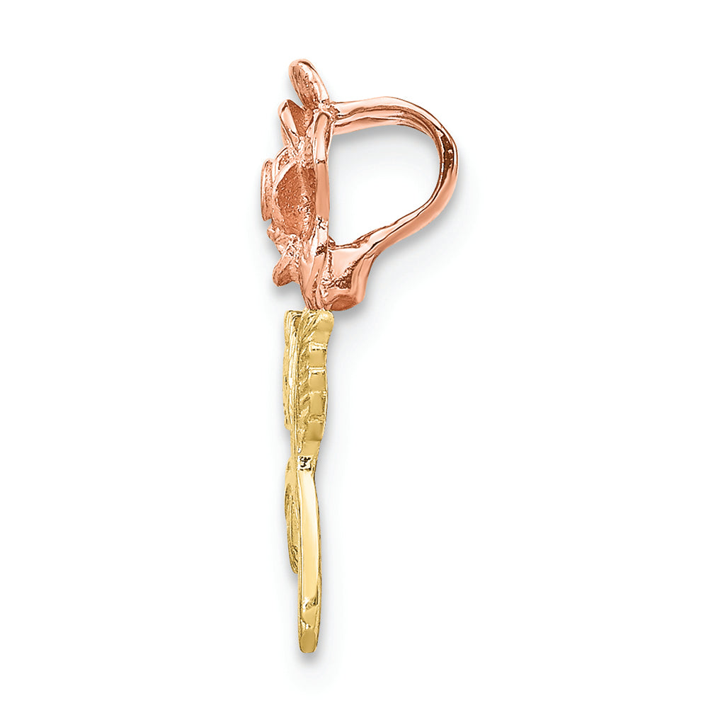 FJC Finejewelers 10k Two-tone Gold Mini Pink Rose Charm with Hidden Bail