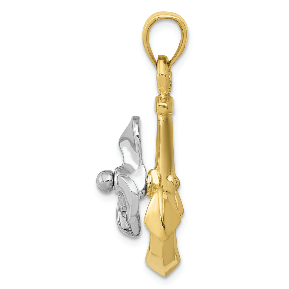 FJC Finejewelers 10k Two-tone Gold 3d Anchor with Moveable Propeller Charm