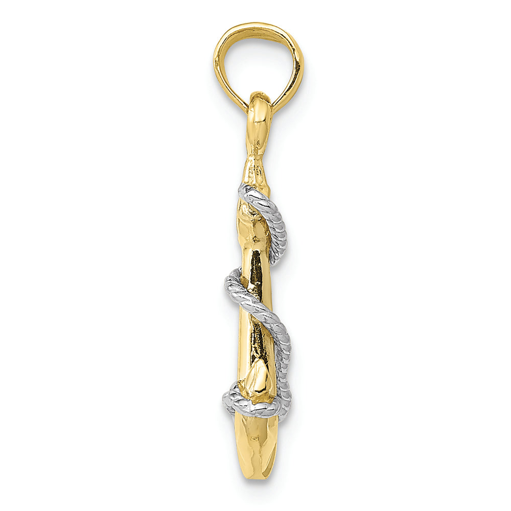 FJC Finejewelers 10k Yellow Gold 3d Anchor with Ropetwo-color Charm