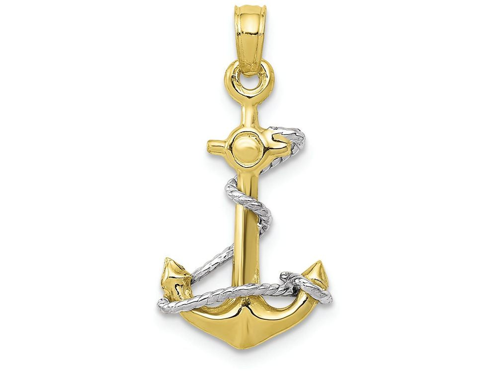 FJC Finejewelers 10k Yellow Gold 3d Anchor with Ropetwo-color Charm