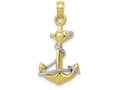 FJC Finejewelers 10k Yellow Gold 3d Anchor with Ropetwo-color Charm