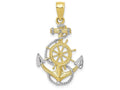 FJC Finejewelers 10k Yellow Gold Two-tone with Rhodium Anchor with Rope Charm