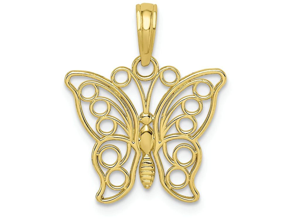 FJC Finejewelers 10k Yellow Gold Butterfly with Filigree Wings Charm