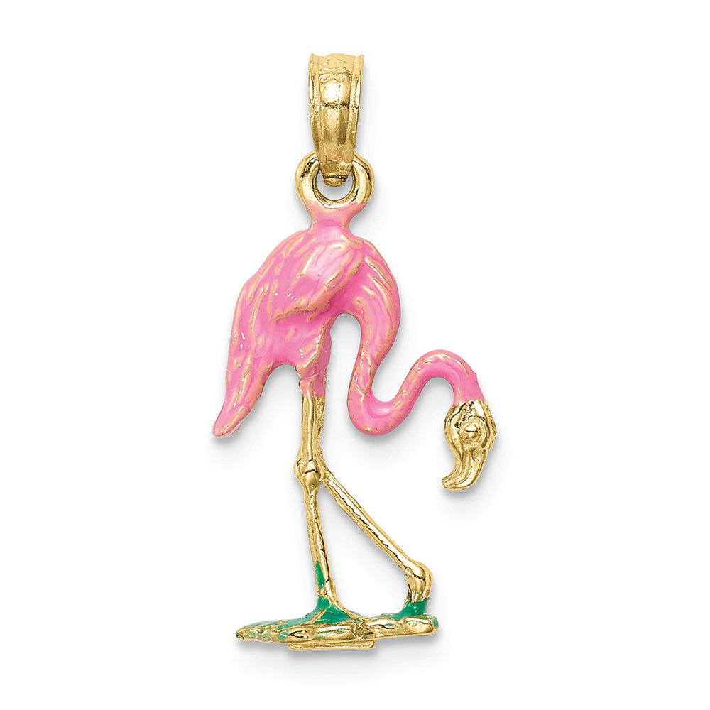 FJC Finejewelers 10k Yellow Gold 3d Pink Flamingo Charm