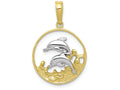 FJC Finejewelers 10k Yellow Gold Double Dolphins In Circletwo-color Charm