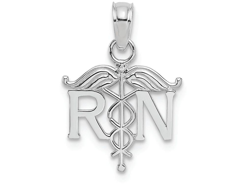 FJC Finejewelers 10k White Gold Registered Nurse Charm