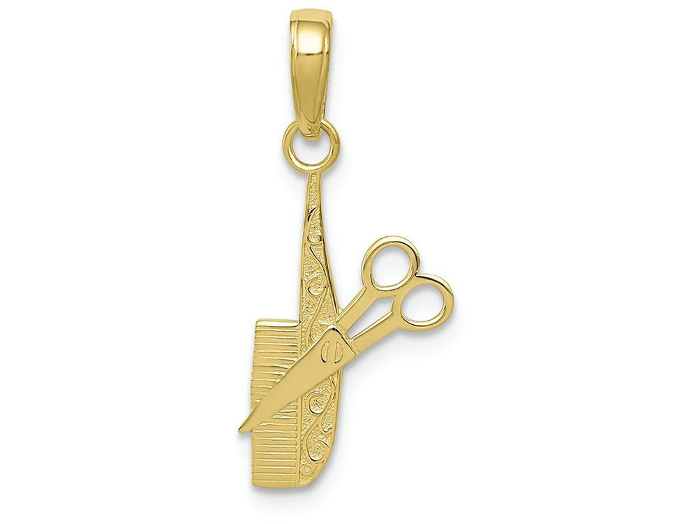 FJC Finejewelers 10k Yellow Gold Hairdresser Comb Scissors Charm