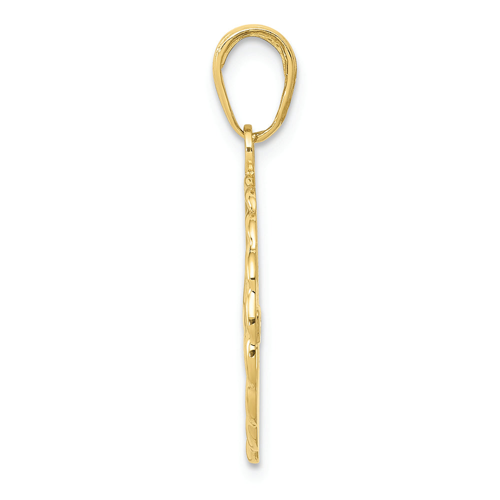FJC Finejewelers 10k Yellow Gold Swimmer Inside Round Leaf Frame Charm