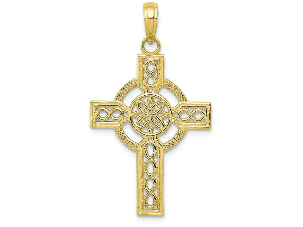 FJC Finejewelers 10k Yellow Gold Bright Cut Celtic Cross Charm