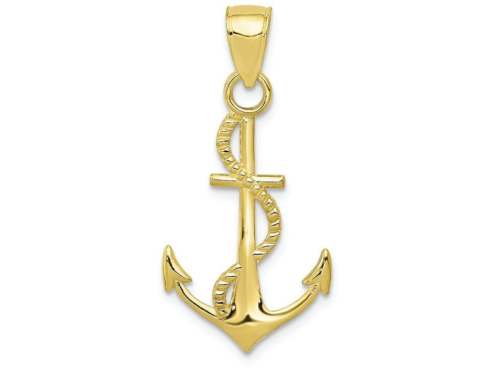 FJC Finejewelers 10k Gold Polished Anchor with Rope Charm