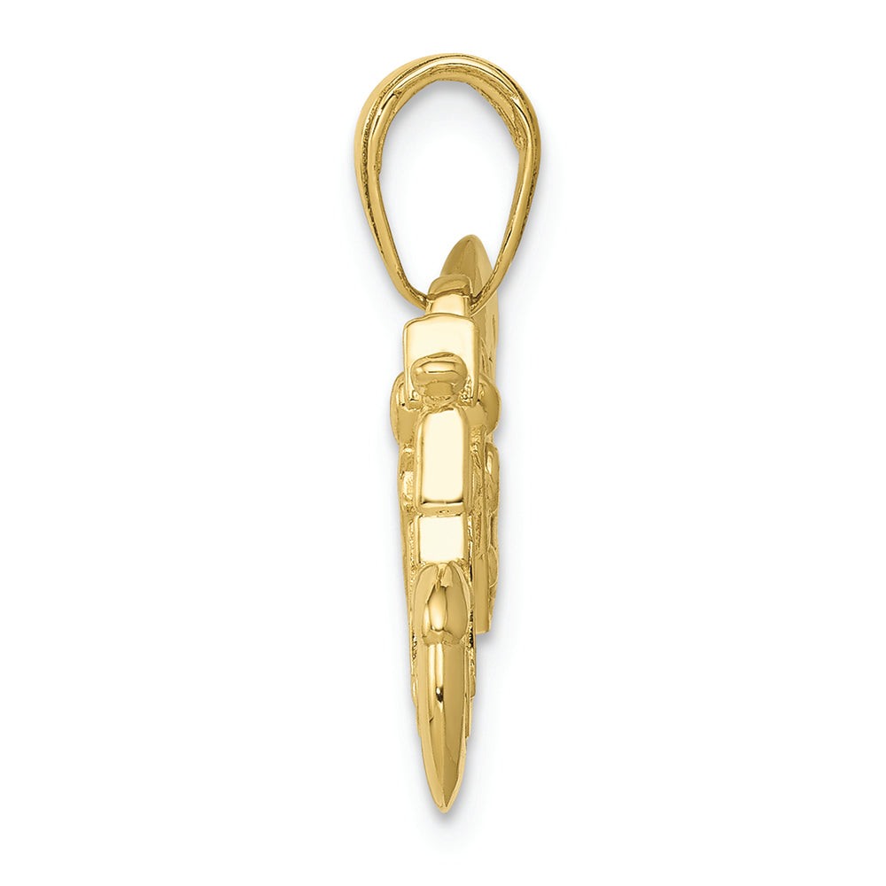 FJC Finejewelers 10k Gold Polished Textured 3d Motorcycle Charm
