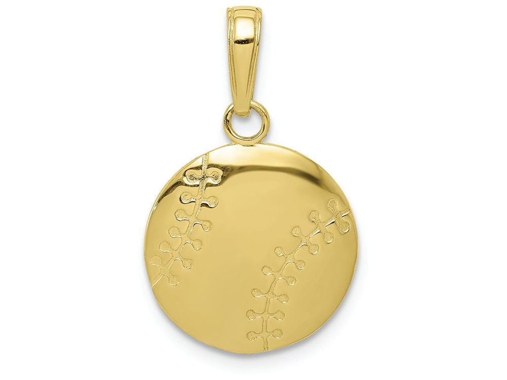 FJC Finejewelers 10k Gold Polished Baseball Closed Back Charm