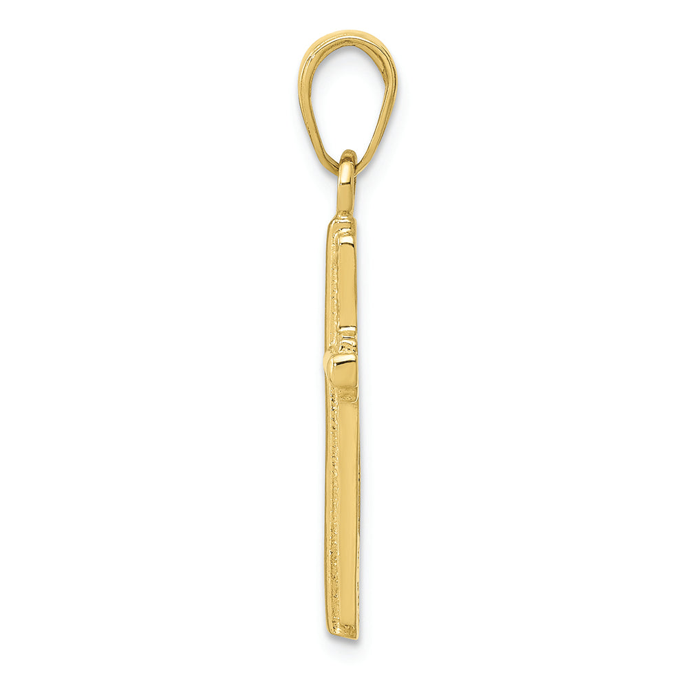 FJC Finejewelers 10k Yellow Gold Cross with Stripped Border Charm