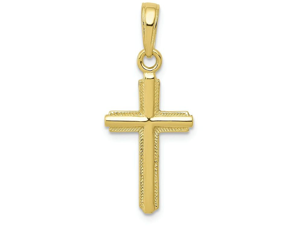 FJC Finejewelers 10k Yellow Gold Cross with Stripped Border Charm