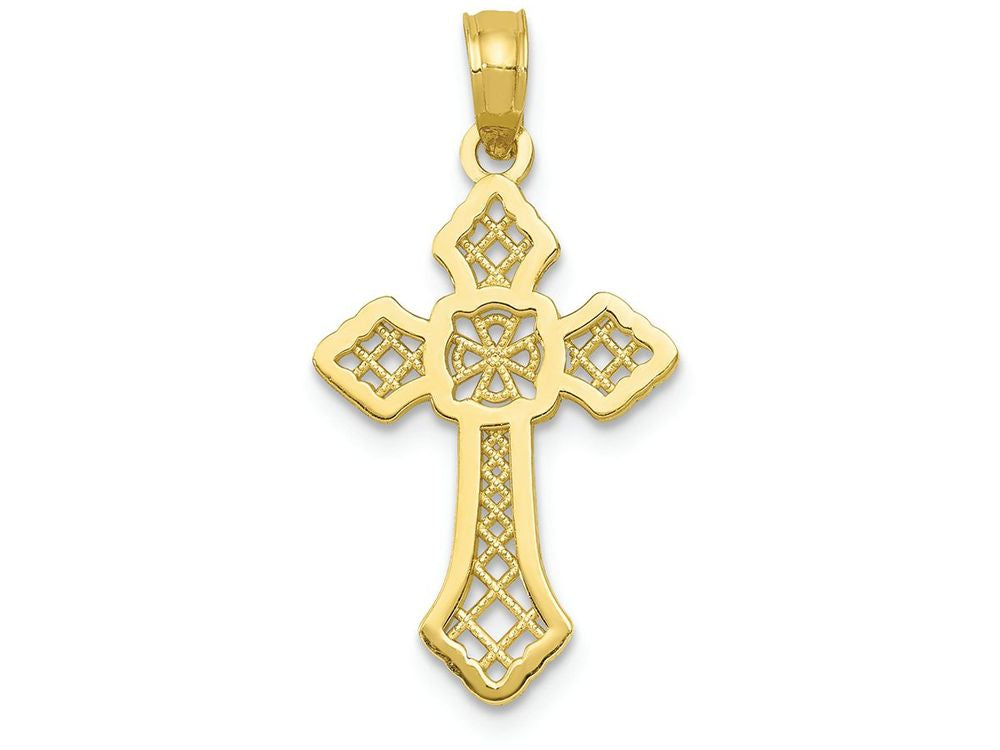 FJC Finejewelers 10k Gold Polished Cross with Lace Center Arrow Tips Charm