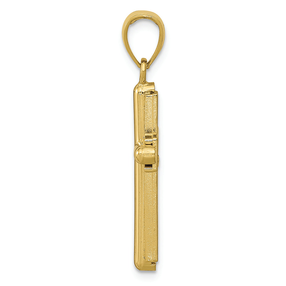 FJC Finejewelers 10k Gold Polished Beveled Stick Cross with Frame Charm