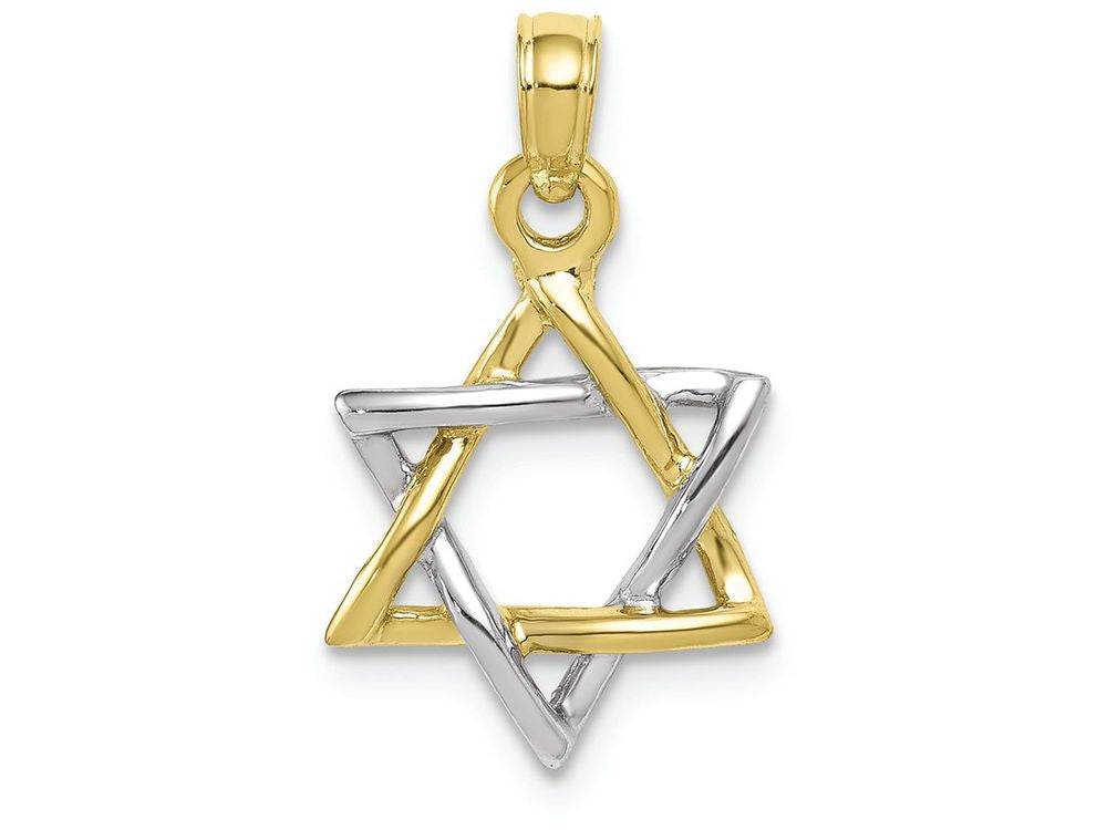 FJC Finejewelers 10k Two-tone Gold 3d Star Of David- Jewishwhite Yellow Charm