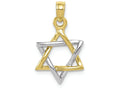 FJC Finejewelers 10k Two-tone Gold 3d Star Of David- Jewishwhite Yellow Charm
