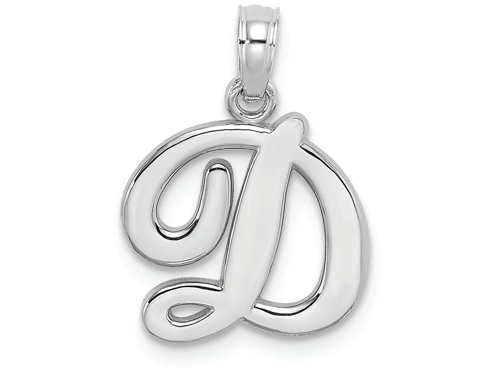 FJC Finejewelers 10k White Gold D Script Initial Charm
