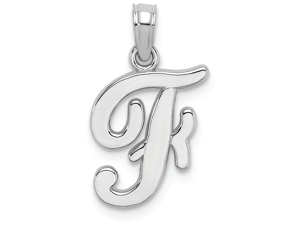 FJC Finejewelers 10k White Gold F Script Initial Charm