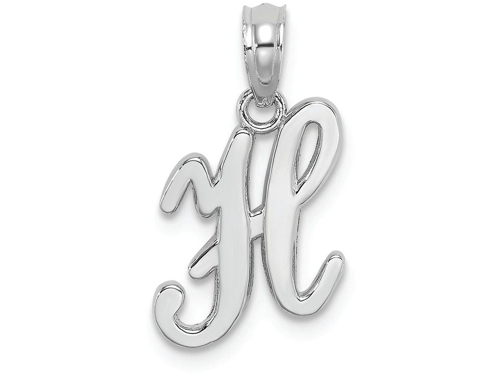 FJC Finejewelers 10k White Gold H Script Initial Charm