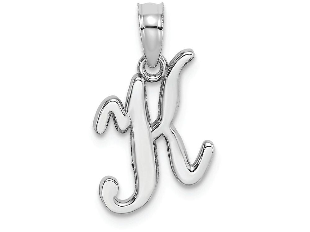 FJC Finejewelers 10k White Gold K Script Initial Charm
