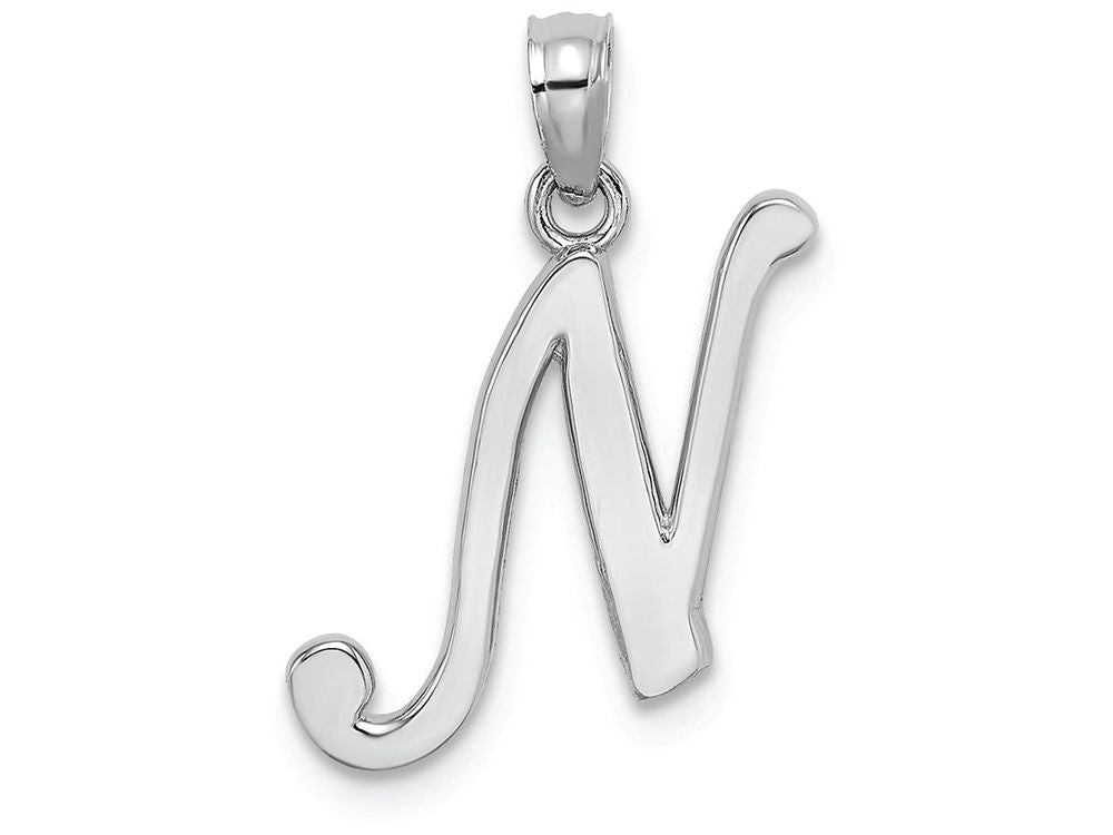 FJC Finejewelers 10k White Gold N Script Initial Charm