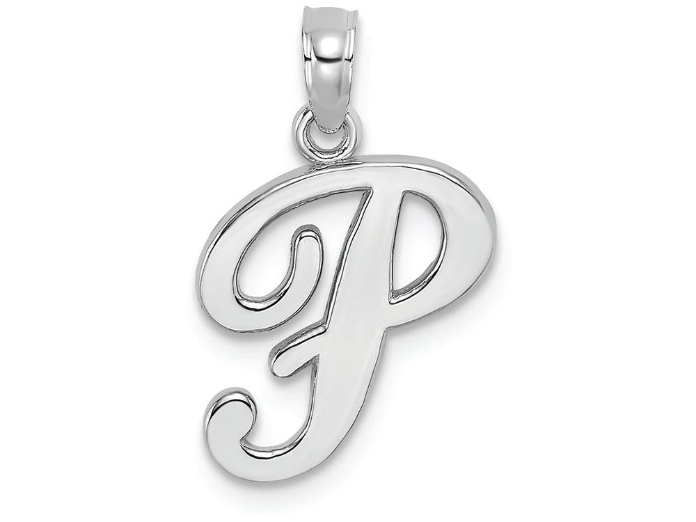 FJC Finejewelers 10k White Gold P Script Initial Charm