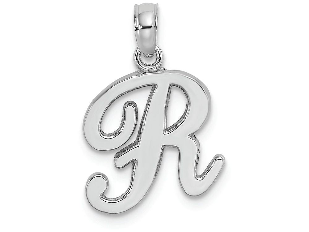 FJC Finejewelers 10k White Gold R Script Initial Charm