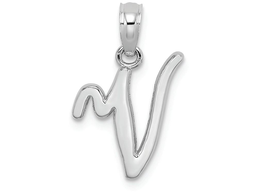 FJC Finejewelers 10k White Gold V Script Initial Charm
