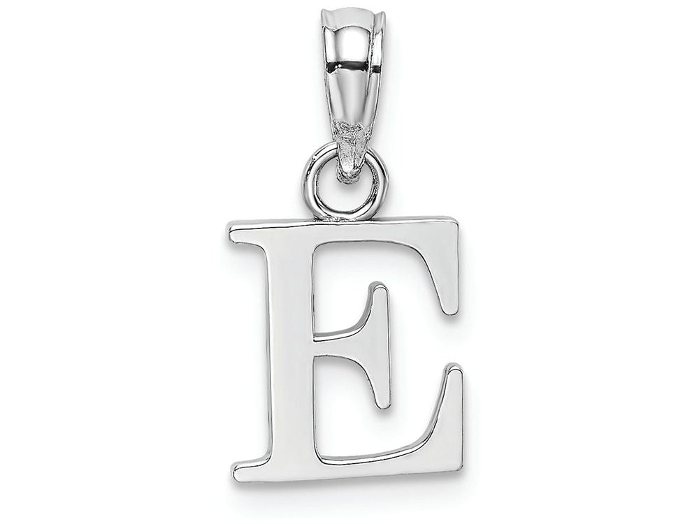 FJC Finejewelers 10k White Gold E Block Initial Charm