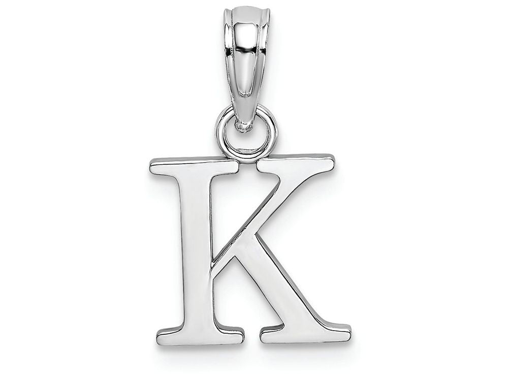 FJC Finejewelers 10k White Gold K Block Initial Charm