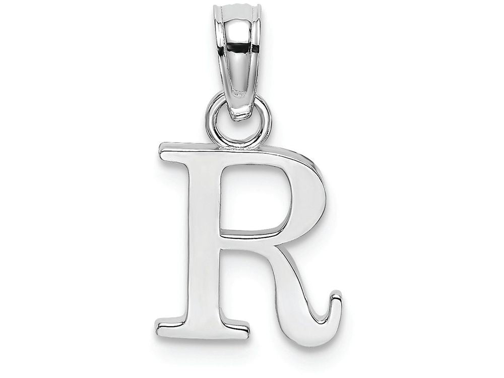 FJC Finejewelers 10k White Gold R Block Initial Charm